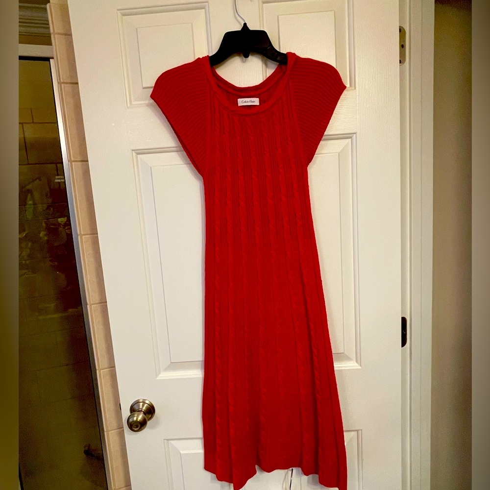 Calvin Klein red knitted dress